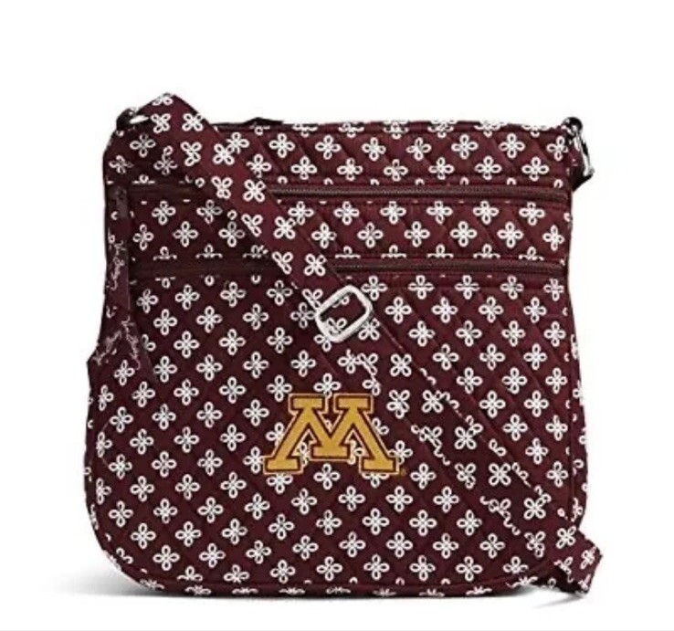 Vera Bradley NWT Minnesota Golden Gophers Triple Zip Hipster Crossbody Bag  