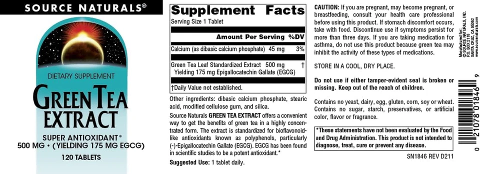 Extracto de té verde 500 mg súper antioxidante - 120 comprimidos Foto 4 de 4