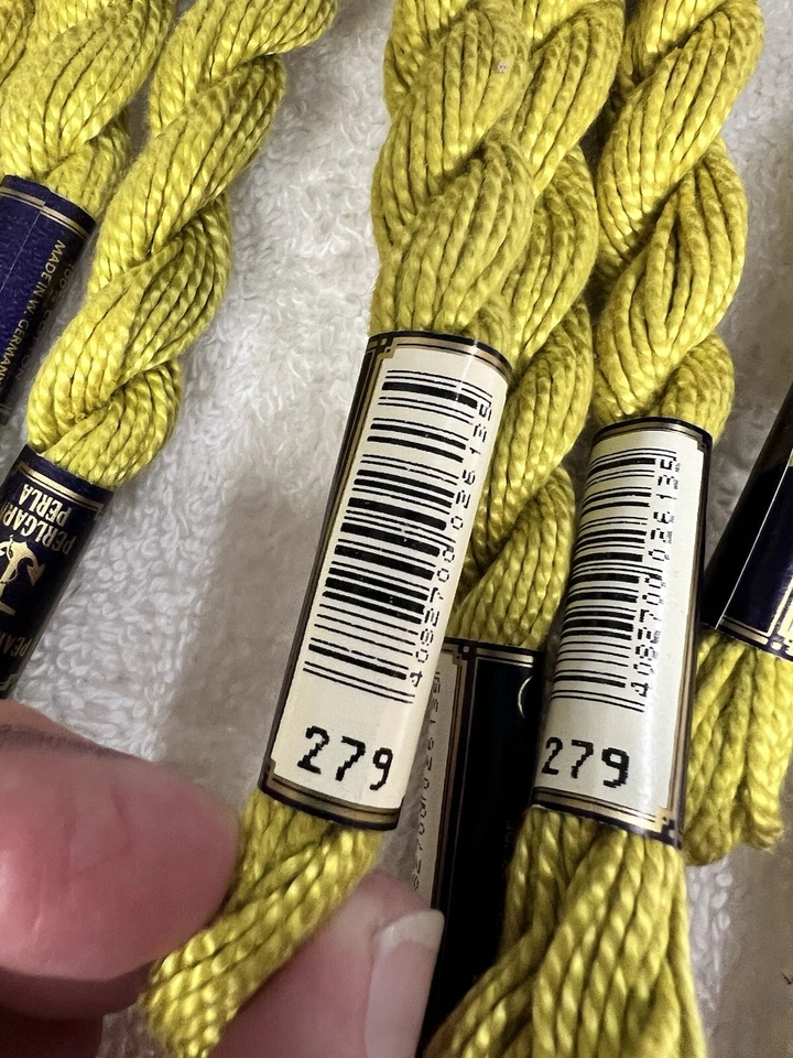 9 Anchor Perle Pearl Cotton #279 DK Chartreuse Embroidery Floss Vintage Skein - Image 2 of 3