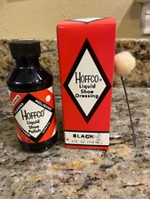 Hoffco Black Liquid Shoe Polish 4 Fl. Oz. Shines Covers Scuffs Vintage