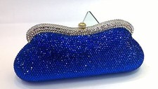 Royal Blue  Handmade Austrian Crystal Case Bridal / Evening Clutch Bag