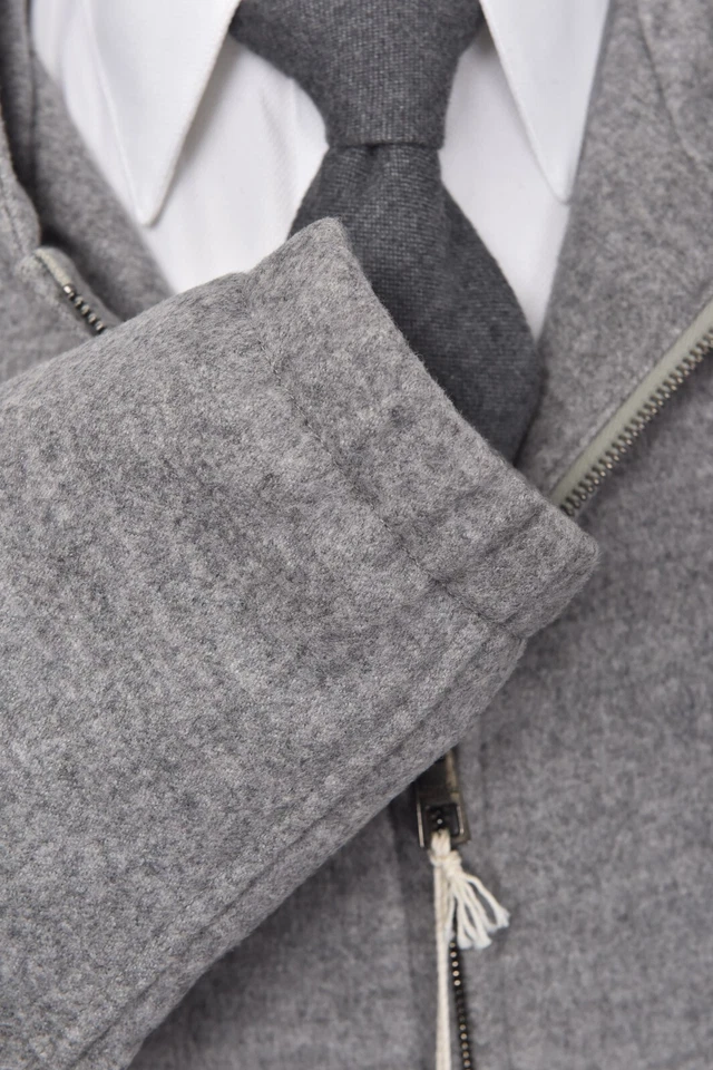 Nueva Chaqueta con Capucha Luigi Borrelli Gris Sólido Toda Temporada Lana Cachemira 40 (EU 50) Foto 4 de 4