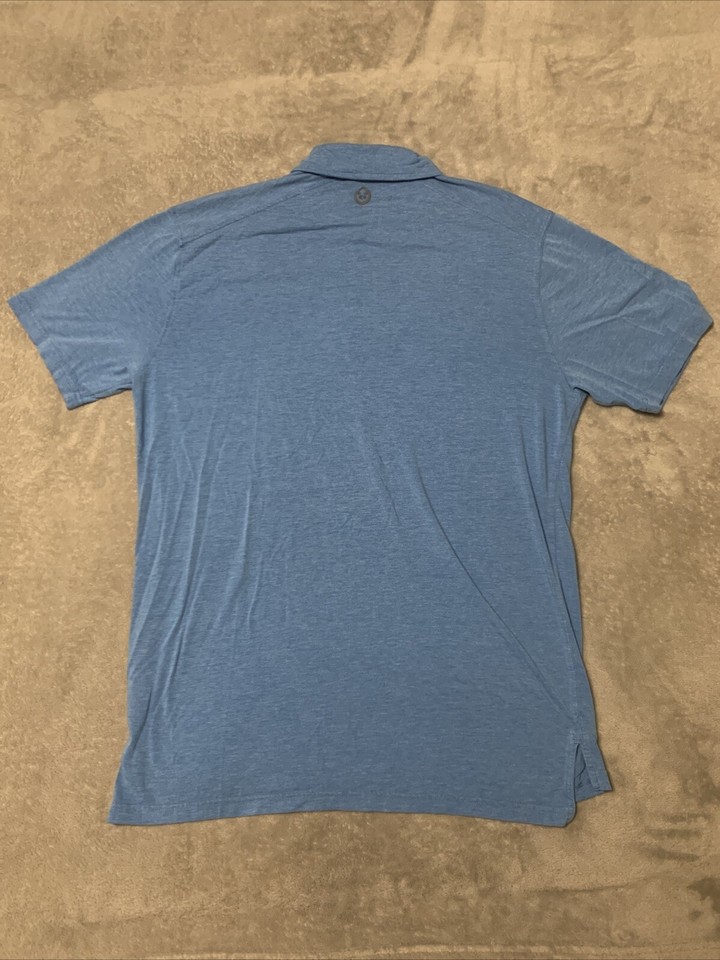 TASC Performance Bamboo Polo Shirt Mens Medium Blue Rugby Casual