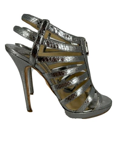 silver watersnake platform sandals