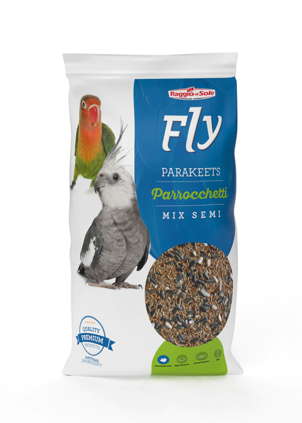 Mangime Mix Semi Fly Parrocchetti 850 gr per Inseparabili e Calopsiti Premium