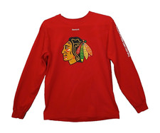 Reebok NHL Youth Chicago Blackhawks Long Sleeve Team Logo Tee,14-16 Size L Red