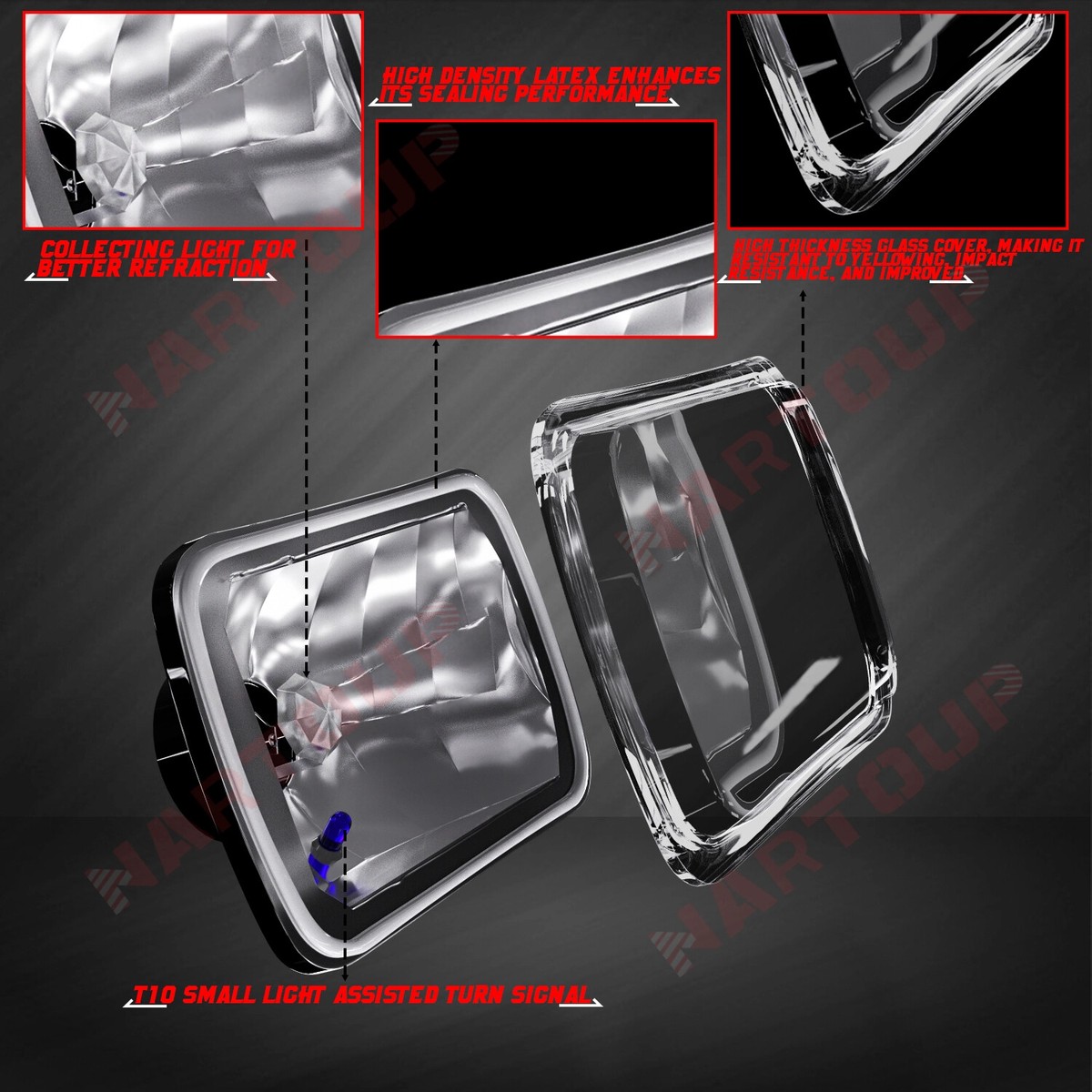 For Chevrolet C10 C20 C30 K10 K20 K30 7x6 inch Led Headlight High Low Beam DRL