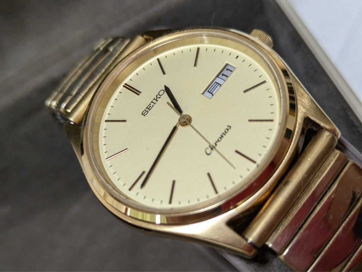 Excellent ++】SEIKO Chronos 5H23-7D40 Gold Quartz Men's watch
