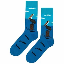 NWT Pelican Summer Dress Socks Novelty Men 8-12 Blue Crazy Fun Sockfly