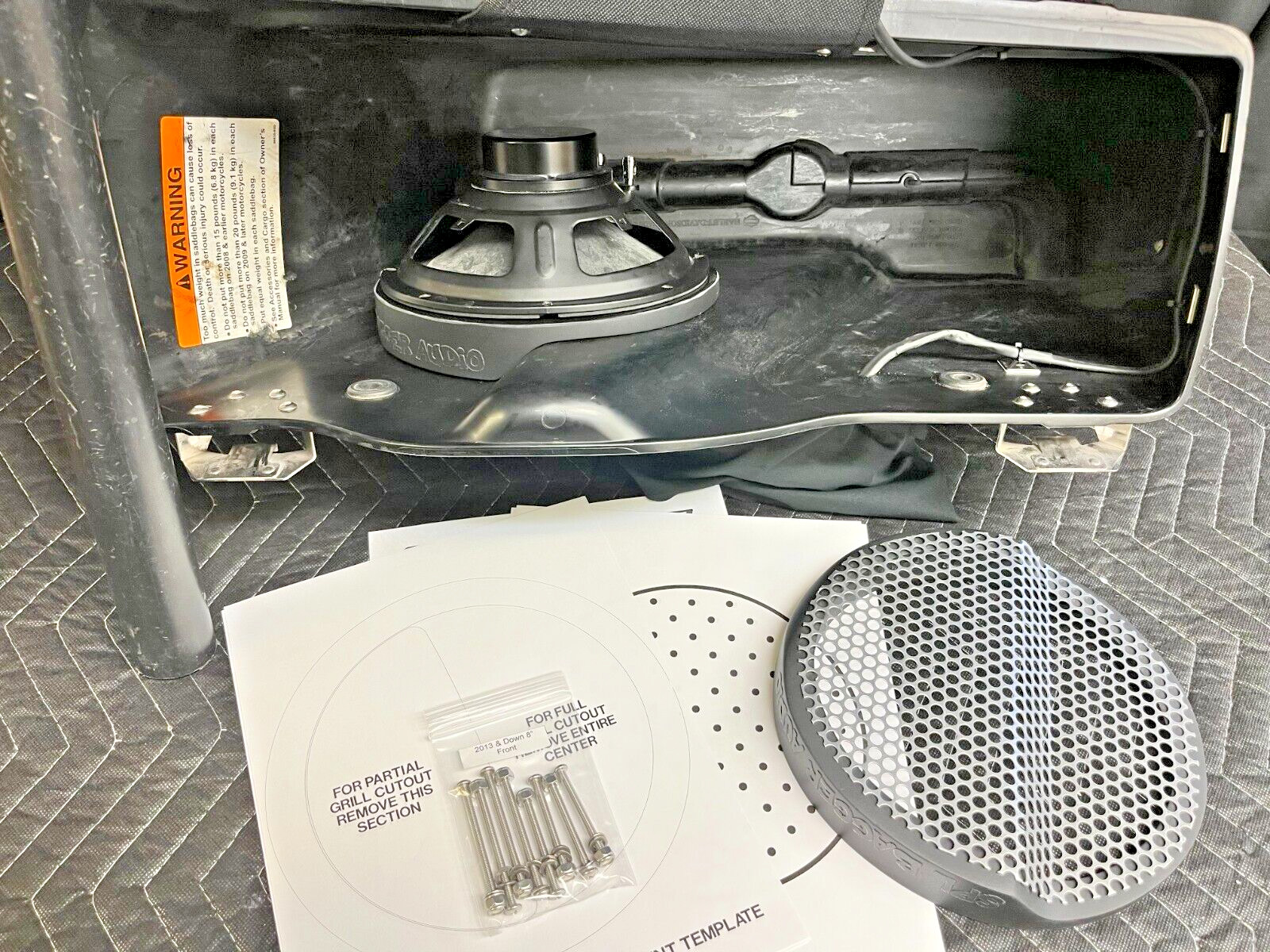 8" Front Harley Saddlebag Speaker Mounting Ring Adapters w/GRILLS 1994-2013