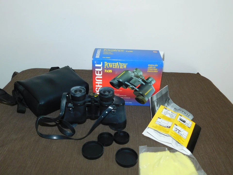 HUNTING 1998 BUSHNELL POWERVIEW 7X35 BINOCULARS IN CASE IN BOX *MINOR USAGE* - Image 3 of 4