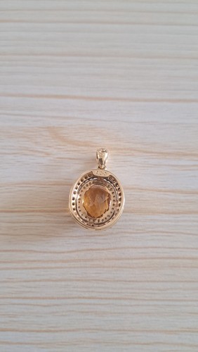 Le Vian 14K Honey Gold Citrine Chocolate & Vanilla Diamond Pendant - Beautiful - Picture 7 of 10