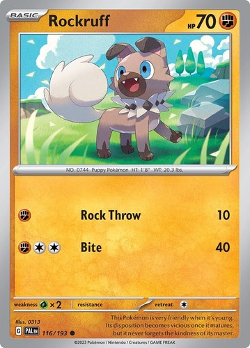 POKEMON Card - Rockruff 116/193 - Reverse Holo - Paldea Evolved