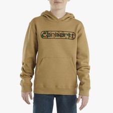 CARHARTT Cotton Hoodie Sweatshirt Youth Boys Size M 10/12 Beige Kangaroo Pocket