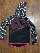 Under Armour Cold Gear Loose Hoodie Sweatshirt Black White Neon Pink Youth Small