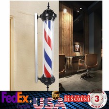 40" Outdoor Barber Shop Pole Rotating Light Hair Salon Sign Illuminated Light