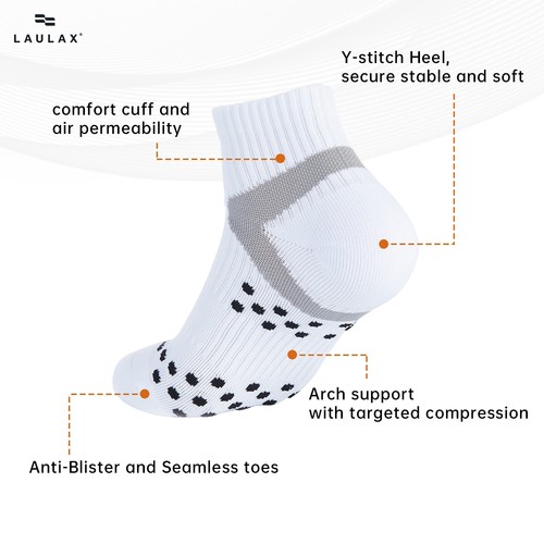 men trainer cycling socks white gym running cushion massage seamless 4 pairs - Picture 9 of 9
