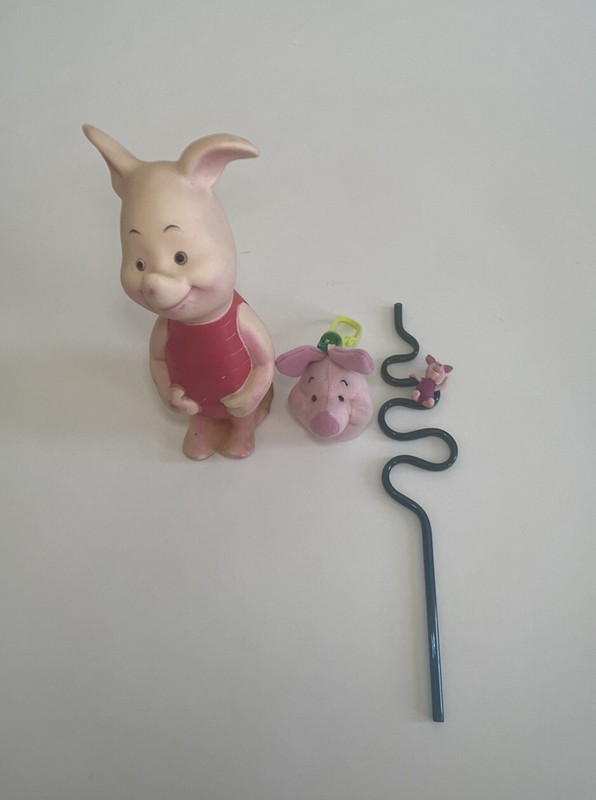 Piglet Squeak Rubber Toy - Piglet Backpack Plush Clip - Piglet Crazy Straw
