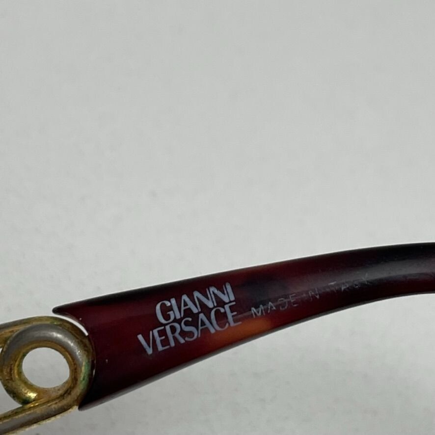 GIANNI VERSACE Vintage 90s Tortoise Frame Gold Safety Pin