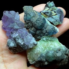 149g 4pcs Natural blue fluorite cube fluorite calcite quartz sample  B676