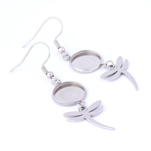 20pcs Stainless Steel Leaf Connector Cabochon Earring Base Setting Blanks 10mm - Picture 4 of 9