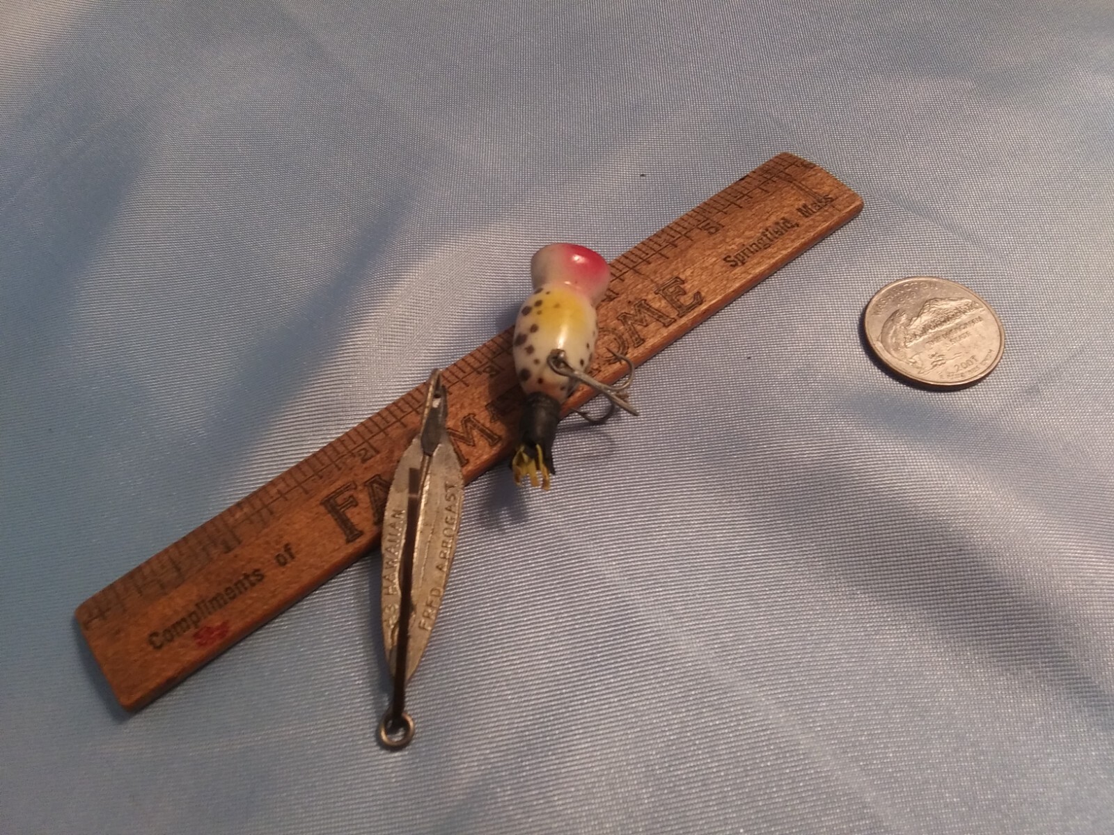 VINTAGE FRED ARBOGAST FISHING LURES HULA POPPER & HAWAIIAN FLY ROD