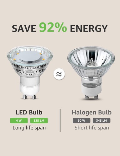 10 x Lepro GU10 LED Light Bulbs 2700K 325lm 4W (=50W Hal) Spotlight WARM WHITE - Picture 3 of 12