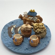 Vintage Noah  s Ark Mini Tea Set Resin NEW Dolphin Pig Giraffe Birds Bear Duck