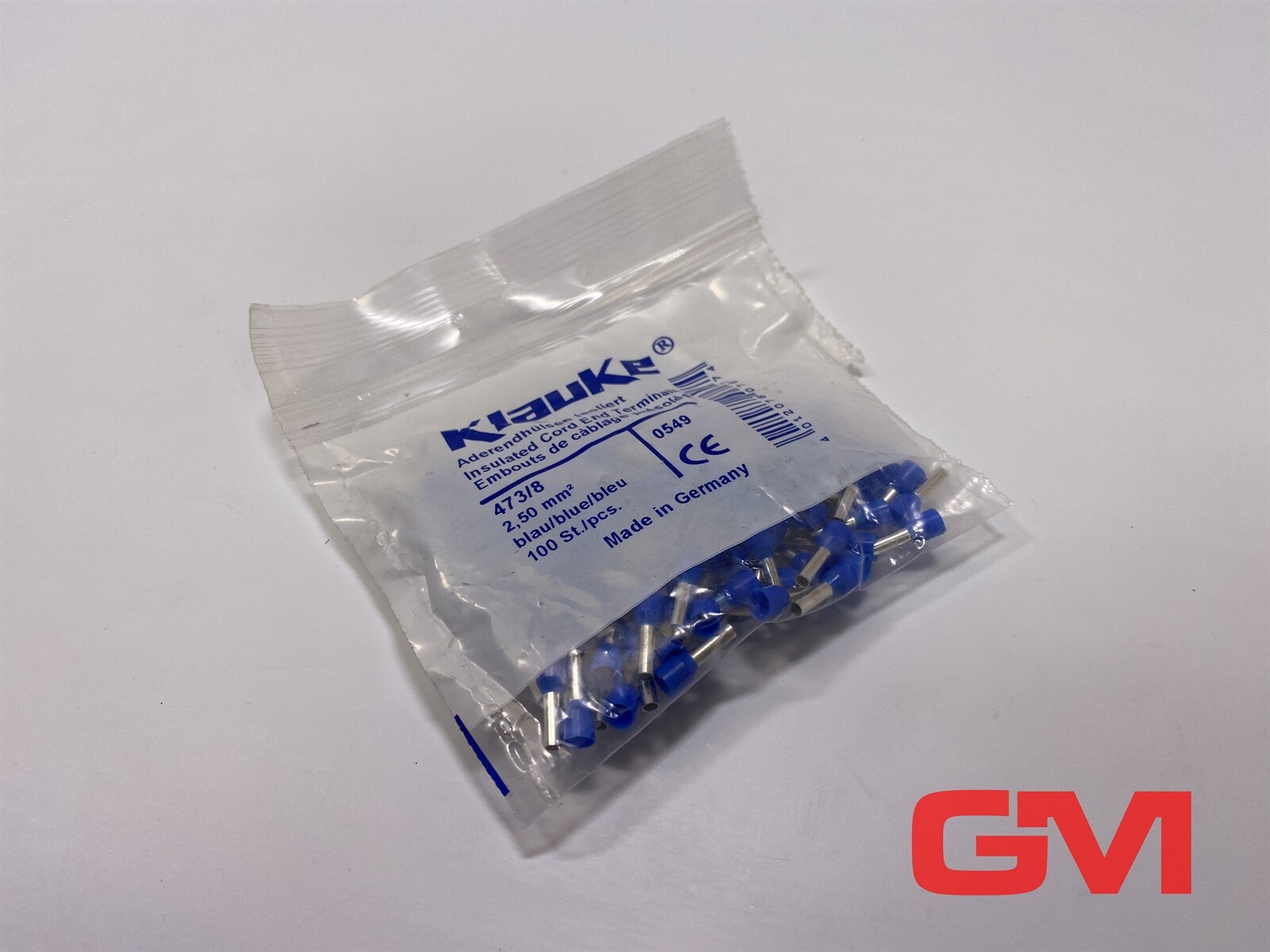 Ve 100x Klauke End Sleeve Insulated 473/8 Ferrule Blue 2.50 mm²