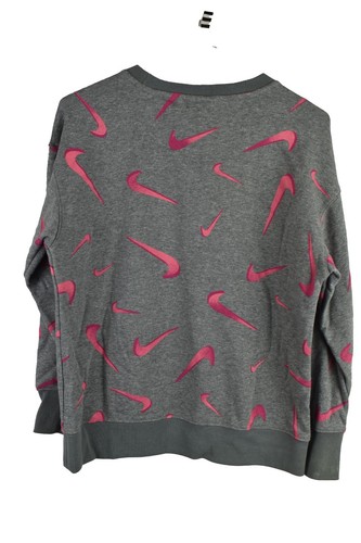 Nike Swoosh Pink Kids Girls Pullover Crewneck Jumper Size M Sports Cotton Blend - Picture 6 of 6
