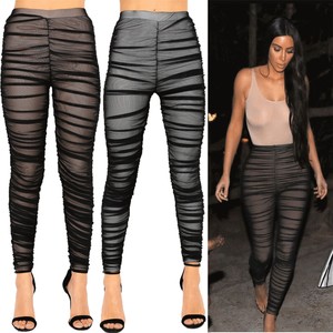 mesh ruched pants