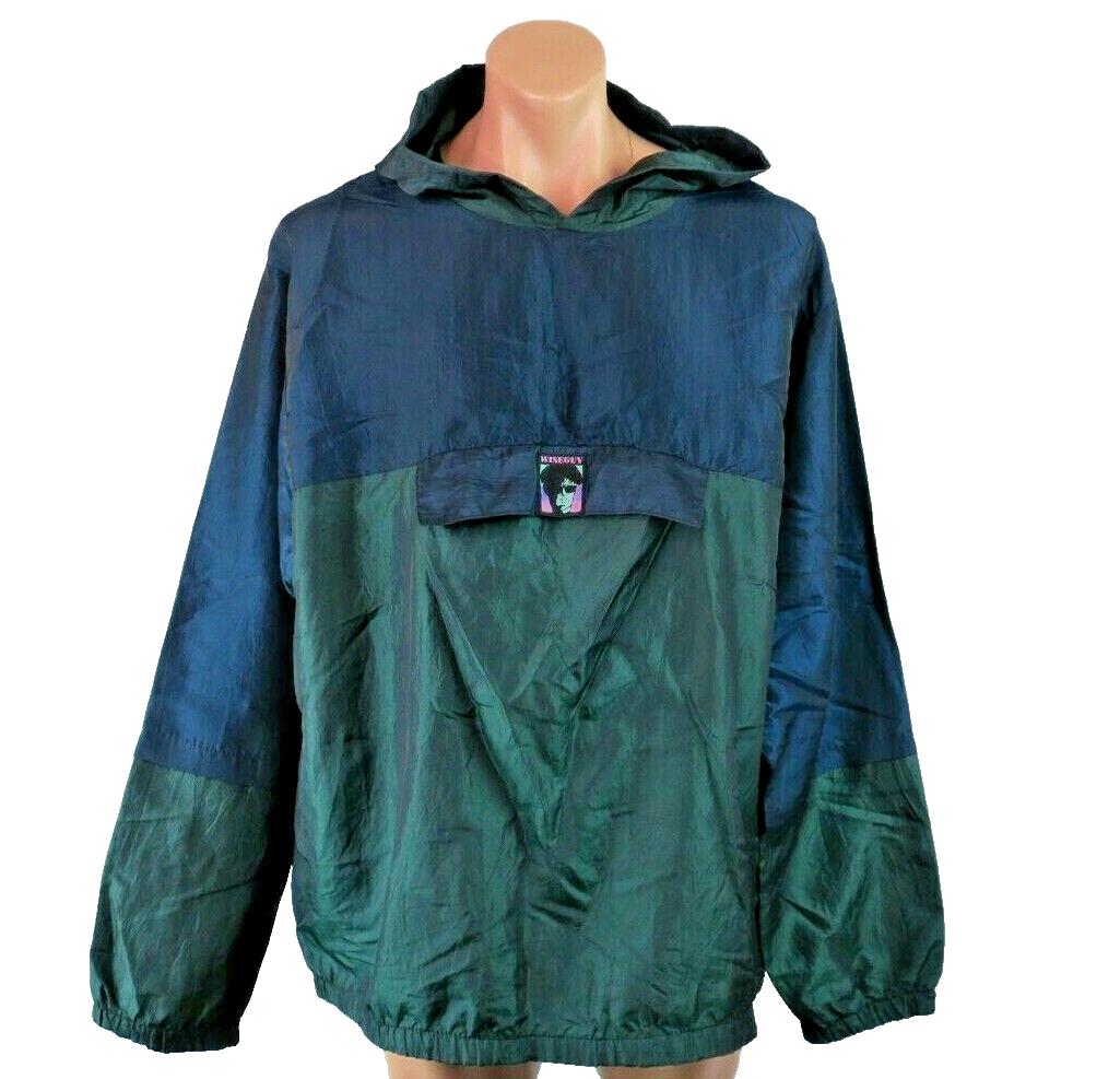 VTG 80s Wise Guy Windbreaker Jacket Mens Green Iridescent VTG 80s Wise Guy Windbreaker Jacket Mens Green Iridescent