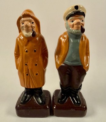 Vintage Fisherman Salt & Pepper Shakers Set Nautical Ceramic Pipe 3.5''
