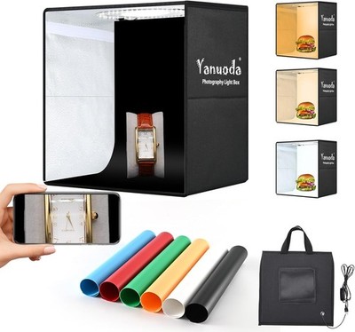 Fotozelt 30x30cm, Faltbare Mini Lichtbox mit 120 LEDs CRI>97, Dimmbare Fotobox