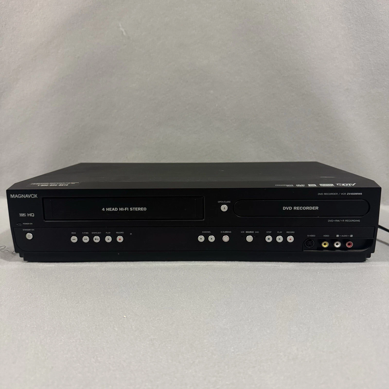 Magnavox ZV450MW8 VCR DVD Recorder Combo with Remote DVD Works/VCR Eats Tapes