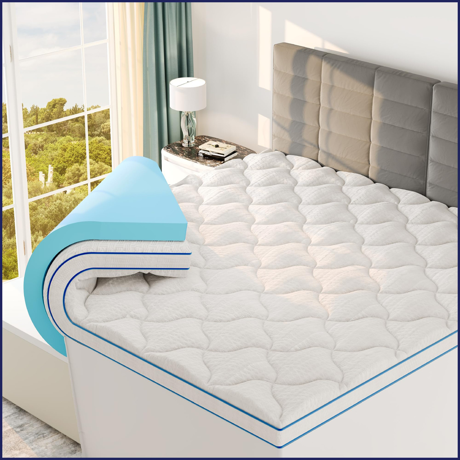 Sleep Lab Dual Layer 4 Inch Memory Foam Mattress Topper - King Size Mattress ...