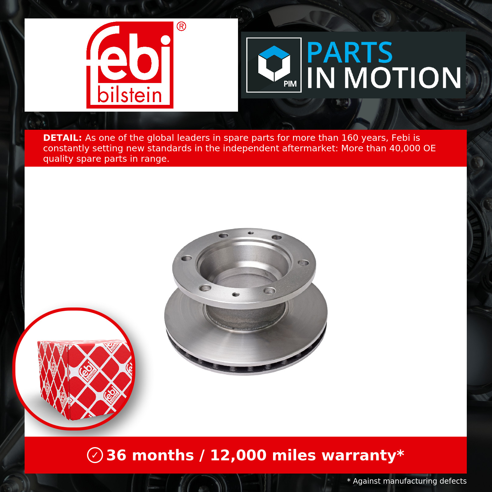 CV Brake Disc Single Vented 17367 Febi 001907528 001907529 001907725 001908577