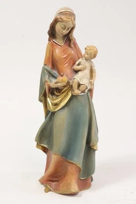 Heilige Maria mit Jesus Kind Krippenfigur Holz geschnitzt bemalt  (IE100) - Bild 1 von 4