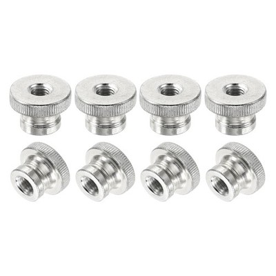 Knurled Thumb Nuts, 12Pcs M8 Carbon Steel Nut High Head Through Hole, Silver