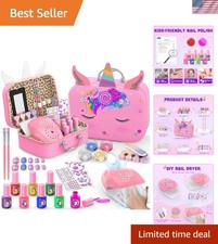 Kids Nail Polish Set for Girls, Non-Toxic Quick Dry Nail Art Salon Kit with N...
