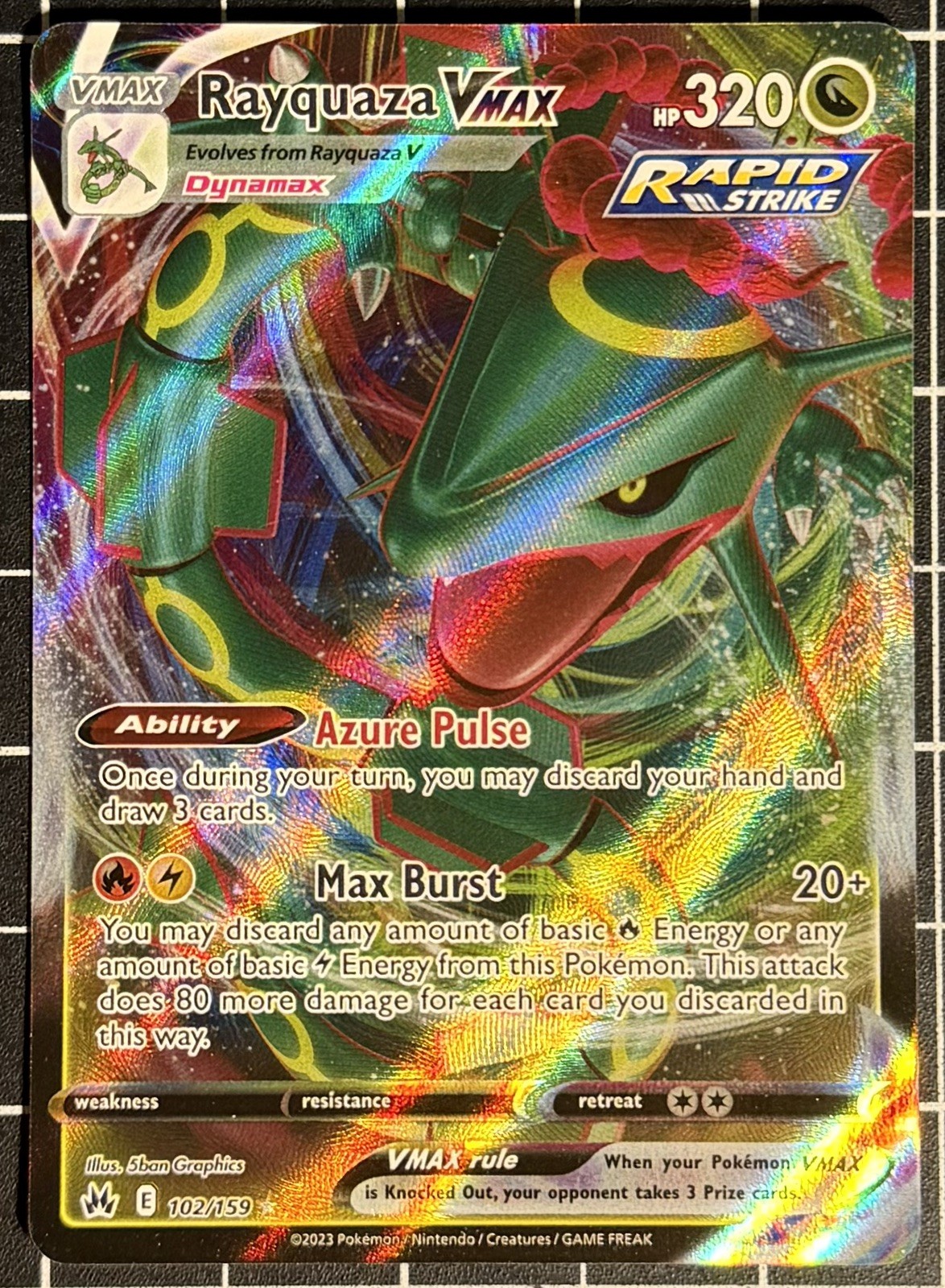 Rayquaza VMAX 102/159 Crown Zenith Holo Rare Holo Full Art Pokemon TCG 2023 NM