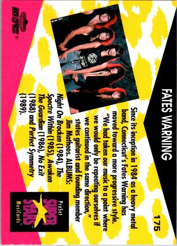 1991 Pro Set SuperStars MusiCards #175 Fates Warning - Bild 2 von 2