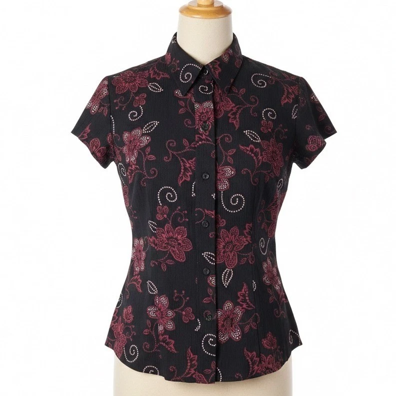 Haut NYC Femme, Manches Courtes, Marron, Taille M, Perles Et Strass