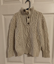 GAP Kids Boys Beige Cable-Knit Henley Mock Neck Button Sweater Size S 6-7