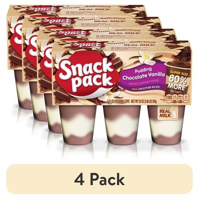 Large Chocolate Vanilla Pudding Snack Pack, 6 Individual Cups, Bulk Dessert