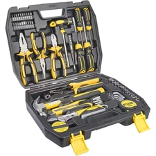 62-Piece Homeowner Hand Tool Set with Wrench Pliers Screwdriver Hex Keys Hammer 