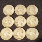 Washington Silver Circulated Quarters 1943-1954  Lot 25C D/S/P mints, 9 pcs.