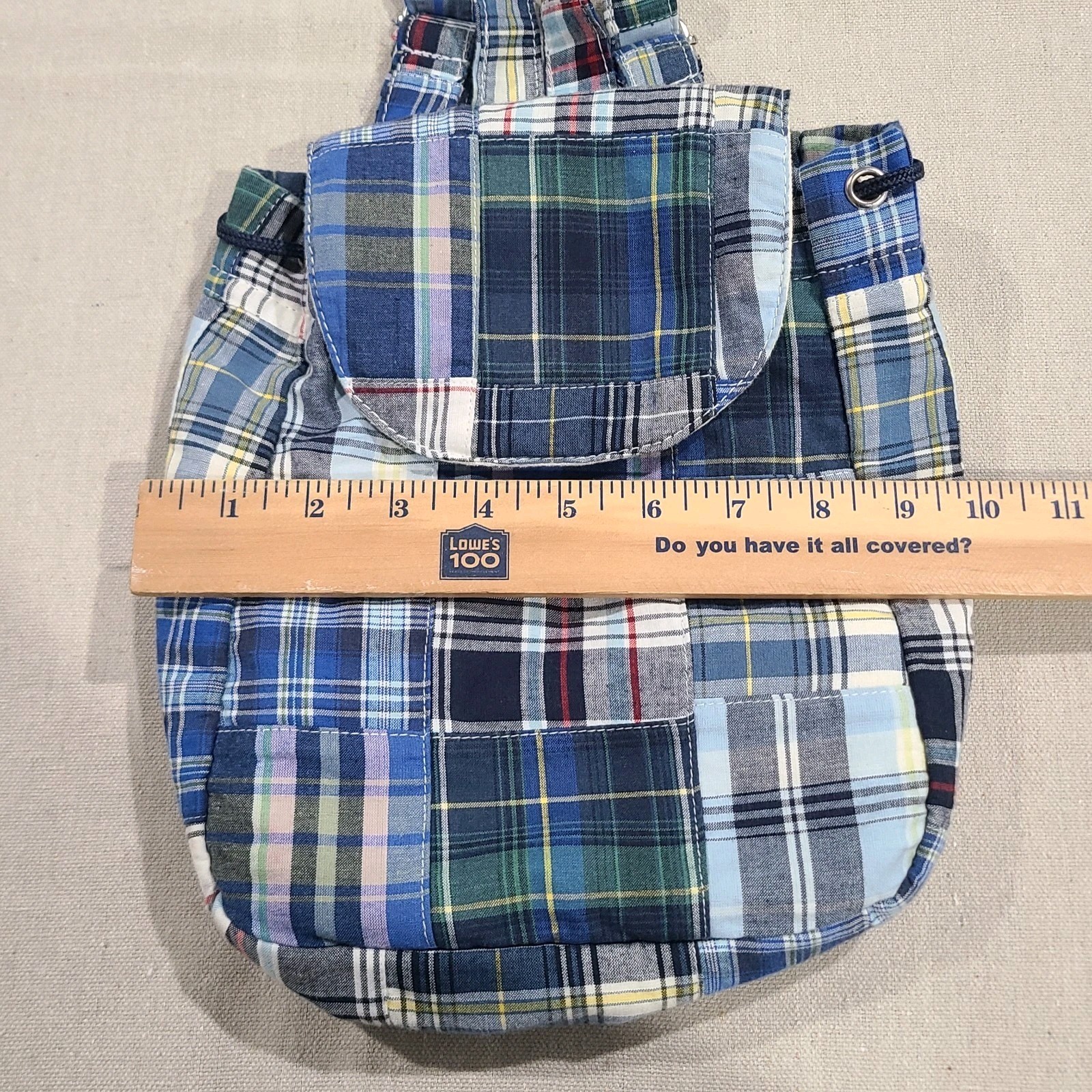 Thomas Bates Blue Patchwork Plaid Mini Backpack P… - image 9