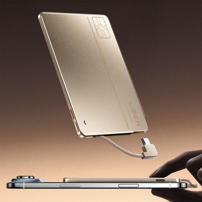 LISEN 0.2   Charge Card Phone Charger，5000mAh Ultra Slim Power Bank Fast Gold 