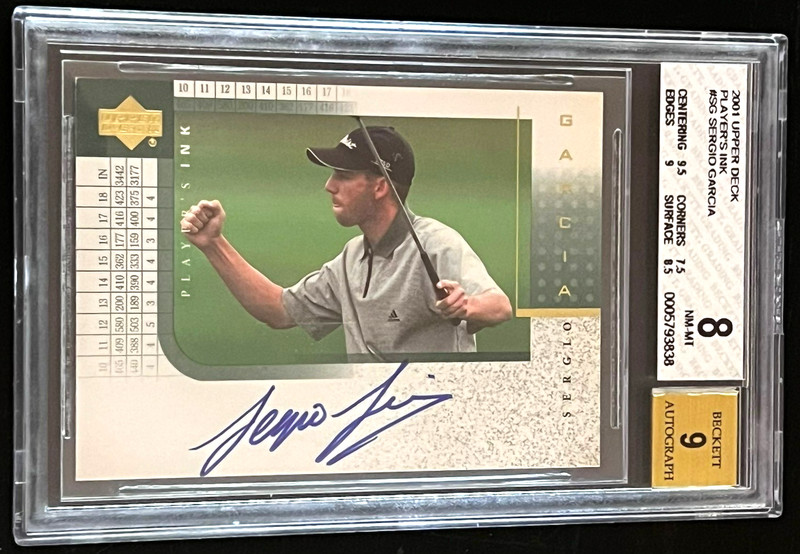 2001 UPPER DECK #SG SERGIO GARCIA ROOKIE PSA 8 - 9  AUTO SG PLAYER'S INK